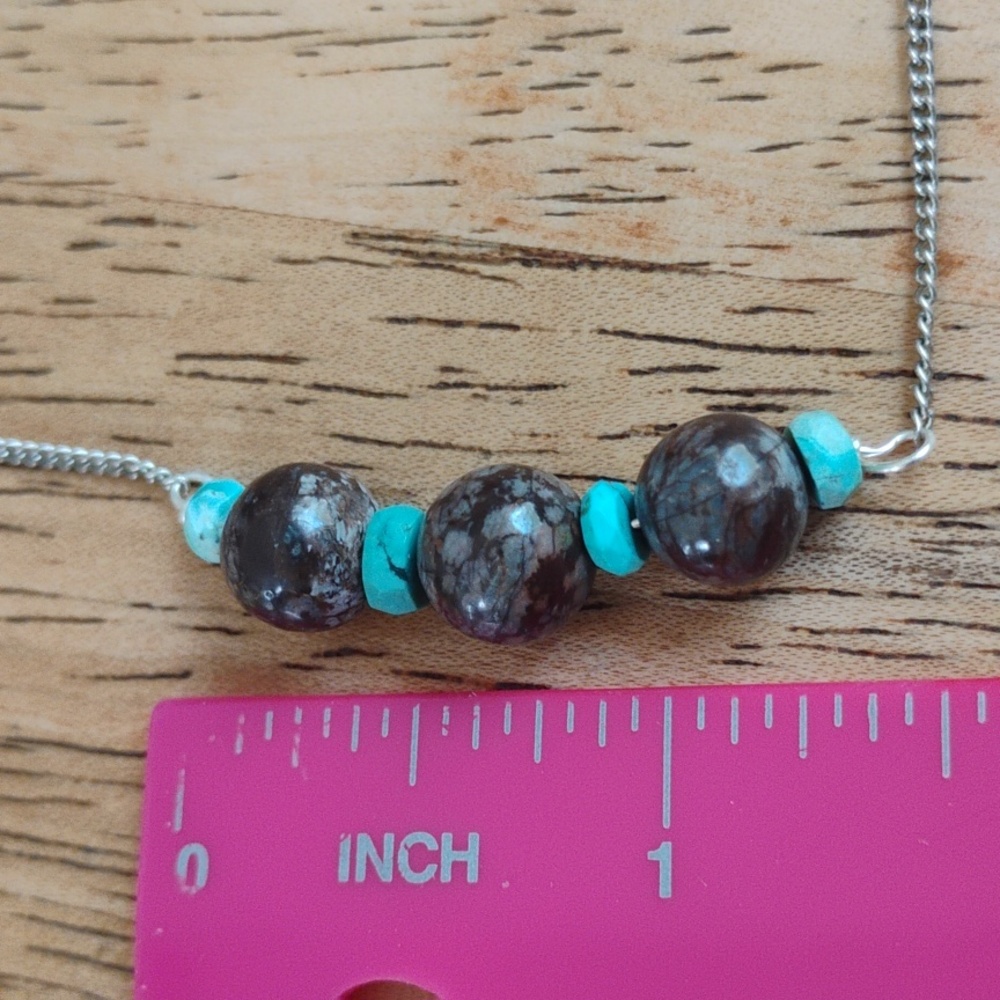 Kingman Turquoise and Jasper Necklace - Picture 8 of 10